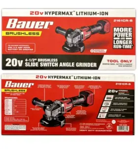 58308 BAUER Brushless Cordless Slide Switch Angle Grinder