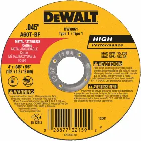DW8061 BLACK DECKER Dewalt Cutting Angle Grinder Wheel