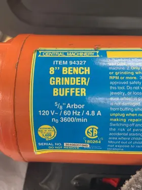 BF8-22 CMT Central Machinery Bench Buffer Polisher Grinder #2 BF8-22 CMT Central Machinery Bench Buffer Polisher Grinder #2