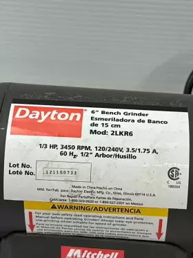 2LKR6 DAYTON Bench Grinder #2 2LKR6 DAYTON Bench Grinder #2