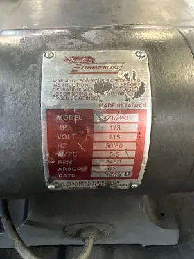 4Z672B DAYTON Bench Grinder #2 4Z672B DAYTON Bench Grinder #2