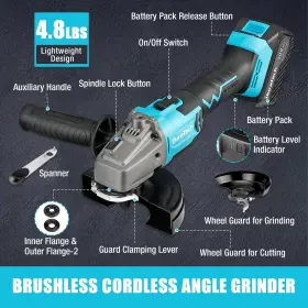 820909774266 DURATECH Cordless Angle Grinder Brushless Motor #2