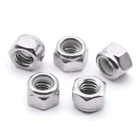 Eastlo An100206-50 #8-32 Nylon Lock Nuts 304 Stainless Steel 18-8 Hex Insert Silver