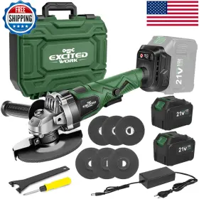 Excited Work B0cm5y4w7j Cordless Angle Grinder 20v 5 Inch Electric Power Tools 2 X