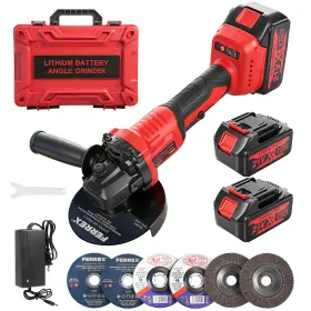 Gearwave 10011450-de-1 Cordless Angle Grinder With Battery 2x 5.0ah 21v 4-1/2 Inch To 5 10000rpm