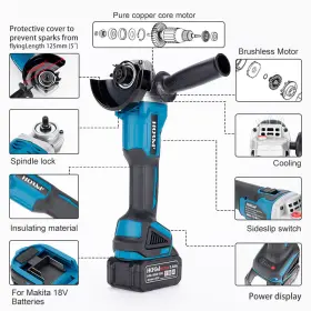 JM21-125 HORMY Angle Grinder Rechargeable Cutting Battery #3