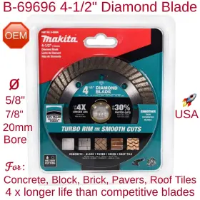 B-69696 MAKITA Diamond Blade Turbo Cutting Concrete Roof B-69696 MAKITA Diamond Blade Turbo Cutting Concrete Roof