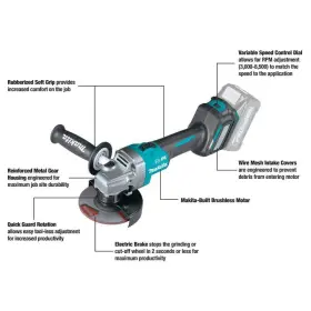 GAG01M1 MAKITA Angle Grinder Xgt Brushless Cordless Battery #2