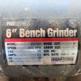 852-945 OHIO FORGE Bench Grinder Rpm