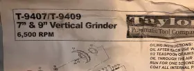 T-9407 TAYLOR Vertical Grinder T-9407 TAYLOR Vertical Grinder