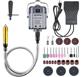 Tonchean Usc9-10344 1000w Flex Shaft Rotary Tool Kit 30000rpm Electric Black