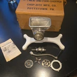 Chop Rite Cast Metal Enamel Meat Grinder Coarse Grind Hand Crank Antique. Fixed Price $75.00.