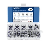 Wegoup 145 Pcs Nylon Insert Lock Nuts Assortment Kit, M3-m12 Pack, Silver. Fixed Price $10.46.