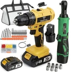 Tegatok 2-piece Power Tool Set, Including Electric Drill And Ratchet Wrench. Fixed Price $110.00.