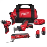 Milwaukee 3494-24 Subcompact Cordless 4 Tool Combo Kit Drill Impact Multi. Fixed Price $238.70.