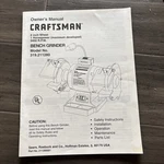 Craftsman 1 Hp Bench Grinder Owners Manual Parts 319.211280 8in Spanish/ English. Fixed Price $11.00.