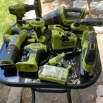 Ryobi One+ 18v Li-ion Cordless Power Tool Set W/ 6 Batteries & Chargers. Fixed Price $200.00.