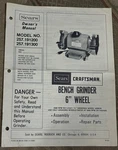 Sears Craftsman 6" Bench Grinder 257.191200, 191300 Owner's Manual & Parts List. Fixed Price $16.99.