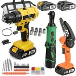 Tegatok 3-piece 20v Cordless Tool Set, With Charger And Accessories. Fixed Price $120.00.