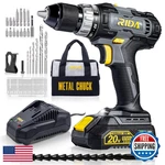Rida 20v Cordless Drill 1/2" Keyless Chuck 355 In-lb Torque 2.0ah Battery. Fixed Price $90.79.