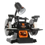 Bench Grinder 6 In. 2.5 Amp Variable Speed Flexible Work Light Angled Grinding. Fixed Price $140.51.