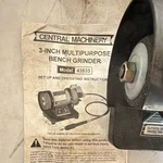 Central Machinery 3" Bench Grinder, Corded Electric Rotary, Model. Fixed Price $25.00.