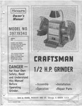 28246 Craftsman 397.19340 1/2 H.p. Grinder Owner's Manual Instructions. Fixed Price $20.24.