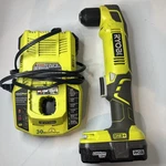 Ryobi 18-volt One+ 3/8 In. P241 Right Angle Drill, Battery, And Charger. Fixed Price $123.47.
