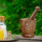 Light & Pro Hand Carved Wooden Mortar Pestle Grinder 4x4x4.25, Natural. Fixed Price $29.91.