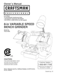 Craftsman 152.211620 Bench Grinder Owners Instruction Manual. Fixed Price $20.24.