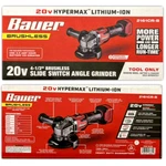 Bauer 20v Brushless Cordless 4-1/2 In. Slide Switch Angle Grinder - Tool Only. Fixed Price $95.75.