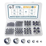 Bnuok 170pcs Metric Lock Nuts Assortment Kit, M3 M4 M3/4/5/6/8/10/12, Silver. Fixed Price $14.88.