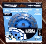 Hercules 4-1/2" Double Row 18 Segmented Diamond Cup Wheel Wet Or Dry #57816. Fixed Price $22.99.