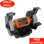 8 In. 4.8 Amp Single Speed Bench Grinder W/ Led Work Lights Adjustable Tool Rest. Fixed Price $113.99.
