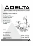Delta 23-197 Grinder Owners Instruction Manual Pdf Or Printed Free Shipping. Fixed Price $16.99.