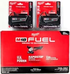 New N Box Milwaukee M18 Fuel 2880-20 Grinder, 2) 5.0 Ah Battery 4 1/2 5" 18 Volt. Fixed Price $265.97.