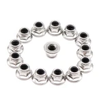 Cseao 20pcs M6 X 1.0mm Flanged Hex Nylon Inserted Lock Nuts, 20pcs, Silver. Fixed Price $13.14.