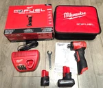 New Milwaukee M12 Fuel 1/4" Right Angle Die Grinder Kit W/2.5 & 5.0 Batt 3485-22. Fixed Price $427.79.