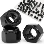 Zqz 1/4"20 Black Nylon Lock Nuts, 65pcs 304 A270 Stainless Steel Insert.... Fixed Price $17.35.