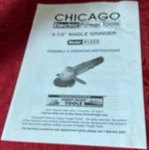 Chicago Electric Power Tools 4-1/2" Angle Grinder Model 91223 Oper Instructions. Fixed Price $10.00.