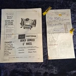 Sears Craftsman 6" Bench Grinder 257.191200, 191300 Owner's Manual / Parts List. Fixed Price $14.90.