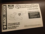 Instruction Manual Black & Decker Quantum Pro 4" Angle Grinder Q500. Fixed Price $5.99.