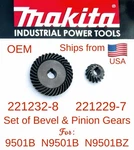 Makita 221232-8 Oem Bevel Gear+ 221229-7 Pinion Gear For 9501b N9501b 4" Grinder. Fixed Price $38.95.