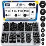 Zqz 110 Pack Black Sae Nylon Insert Locknuts Assortment Kit, 6#32 8#32 10#24 10#. Fixed Price $23.29.