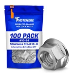 Fastenere Serrated Flange Nuts #10-24 (100-pack), 10-24 (100 Pack), Silver. Fixed Price $26.99.