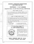 1963 Craftsman 397.19590 1/2 H.p. Grinder-design C-2372 Instructions. Fixed Price $20.24.