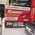 Bauer 20v Brushless Cordless 4-1/2 In. Slide Switch Angle Grinder - Tool Only. Fixed Price $45.00.